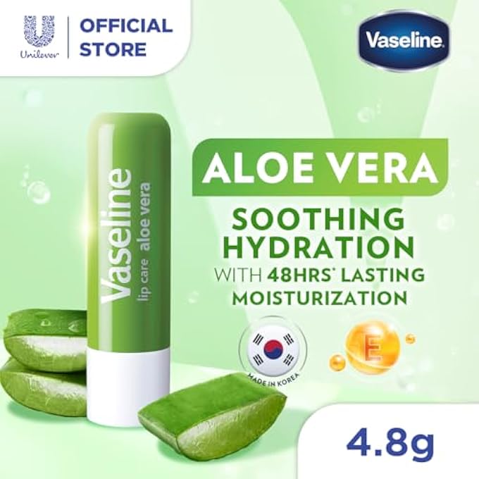 Vaseline LIP THERAPY ALOE VERA LIP BALM WITH PURE JELLY & RICH ALOE EXTRACTS FOR SHINY & HEALTHY LIPS| NOURISHES & PROTECTS LIPS| NON-GREASY LIP MOISTURIZER FOR NATURALLY TINTED LIPS| 4.8 GM - Image 2
